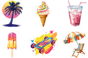 Cute Retro Summer Clipart, an Illustration by Designking (Thumbnail 5 of 5)