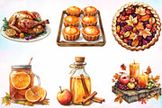 Watercolor Thanksgiving Dinner Clipa, a Seasonal Illustration by Canvas Craft (Thumbnail 3 of 4)