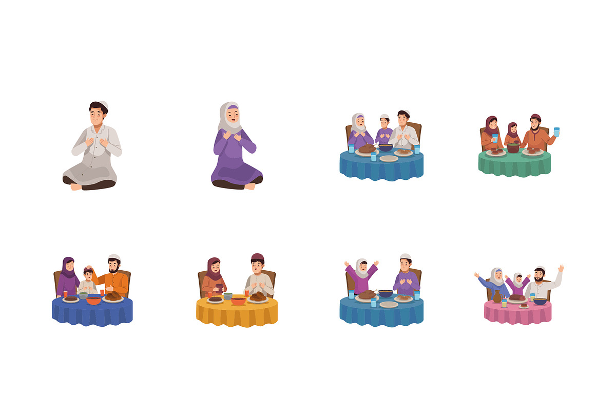 Suhoor Family Illustration Set
