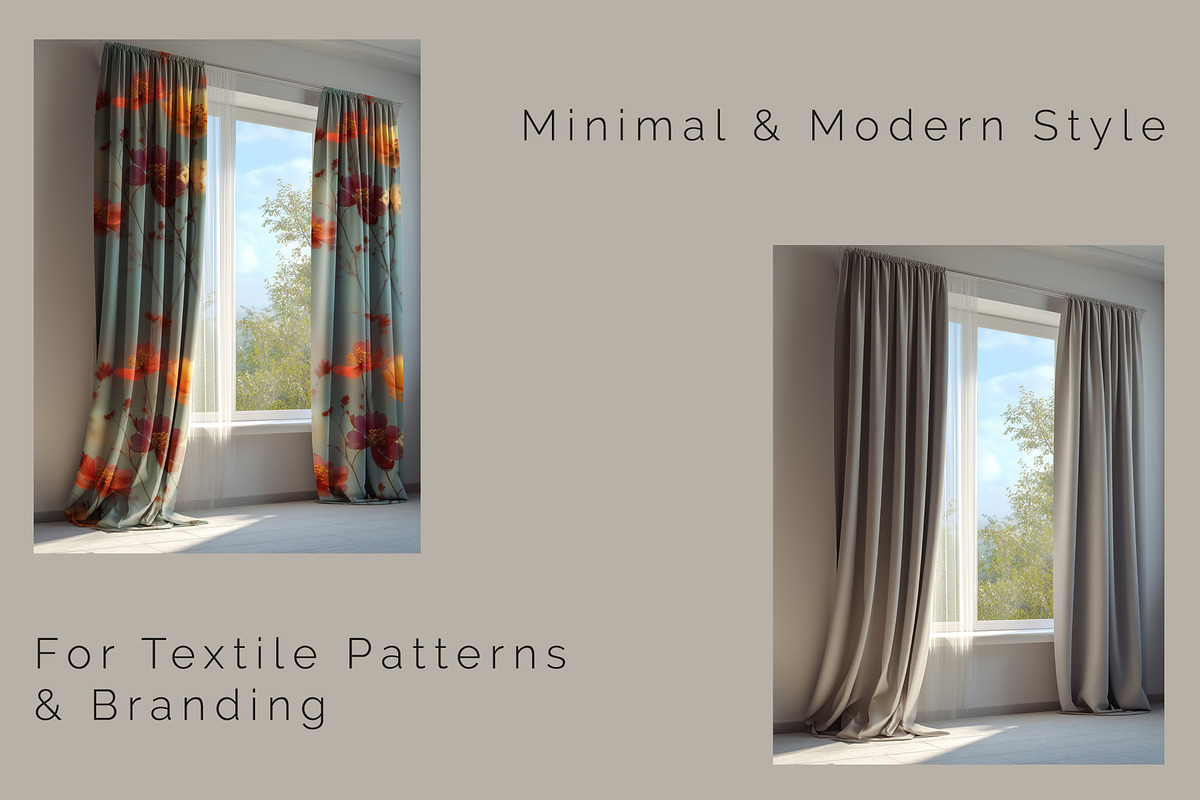 Curtain Mockup Set – 5 PSD Scenes, a Household Mockup by Vika_Softlife (Photo 2 of 9)