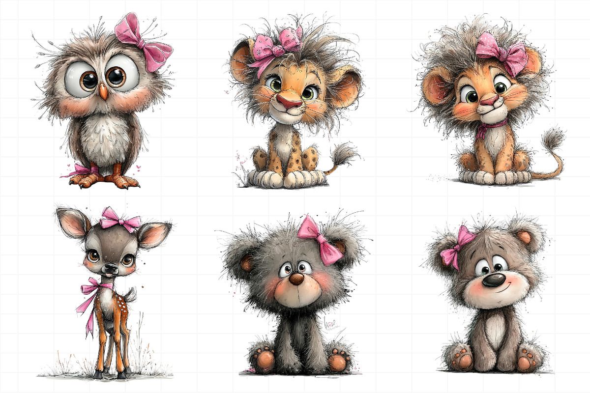 Animals with Pink Bow Clipart PNG, an Illustration by Daily.Designs (Photo 5 of 7)
