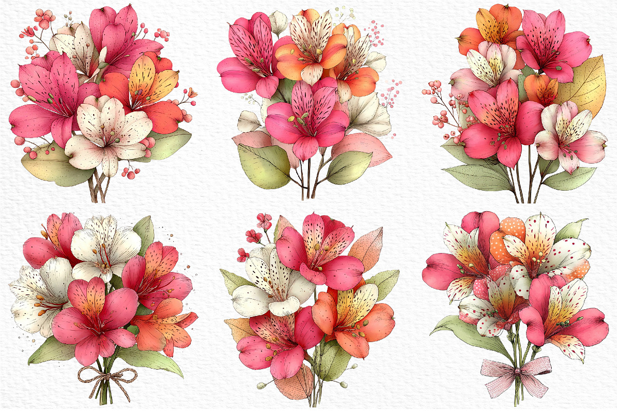 Spring Alstroemeria Flowers Clipart, an Illustration by Craft Nest (Photo 4 of 11)