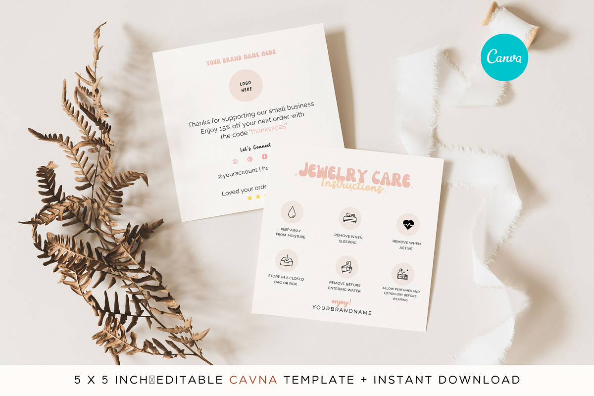 Jewelry Care Card Canva Template, a Flyer Template by Hellohastore (Photo 1 of 9)