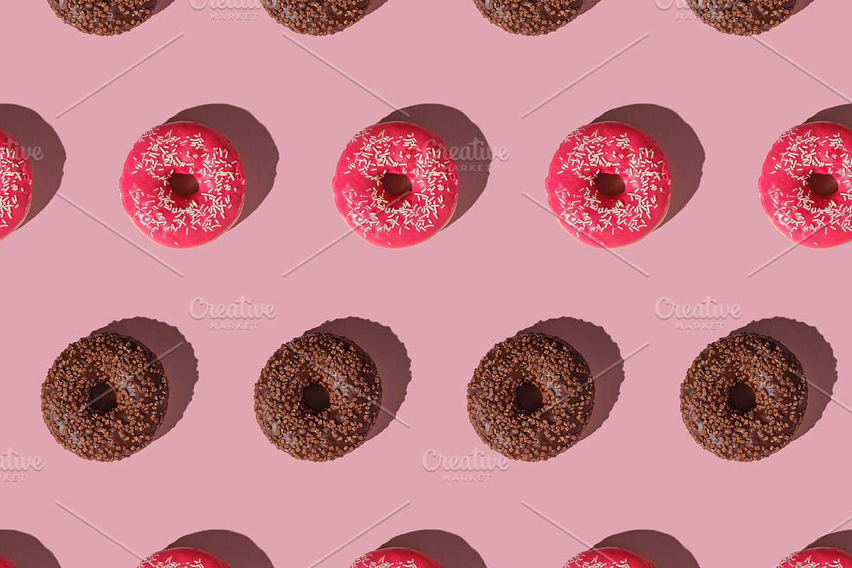 Pink donut patterns, a Pattern Graphic by Frostroomhead (Photo 3 of 4)