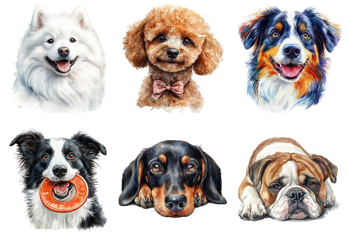 Classic Watercolor Dog Pngs, an Illustration by SinaCreation (Photo 3 of 5)