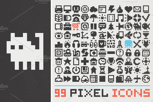 99 Pixel Art Icons (Set 1)