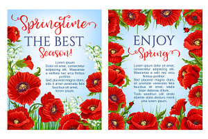 Vector Spring Time Flowers On Greeting Posters