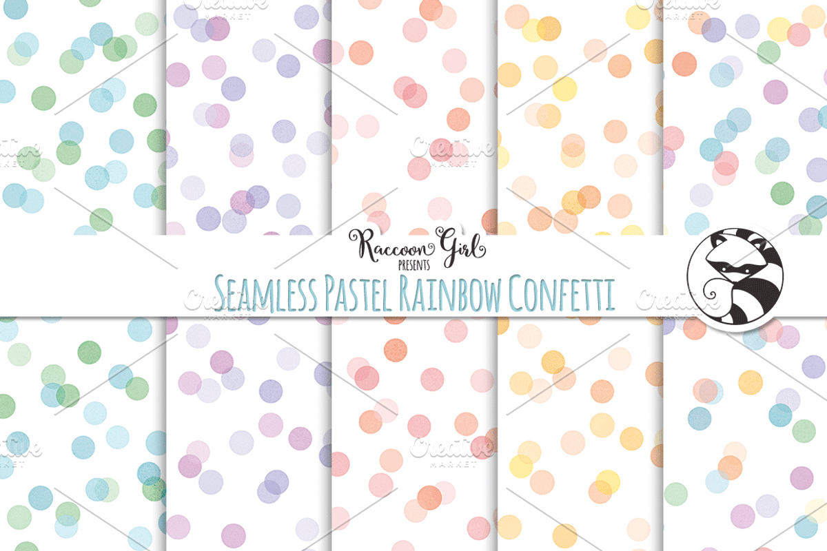 Seamless Pastel Rainbow Confetti preview 2