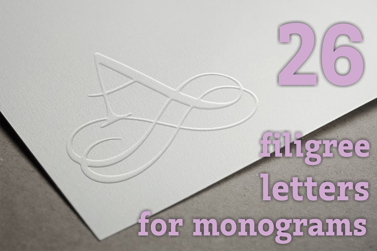 26 filigree letters for monograms, a Branding & Logo Template by Pgmart