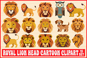 Royal Lion Head Cartoon Clipart, an Object Graphic by jahid234