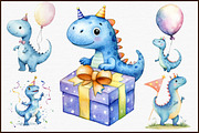 Watercolor Blue Dinosaur Birthday Cl, an Illustration by Sublimation Artist (Thumbnail 3 of 6)