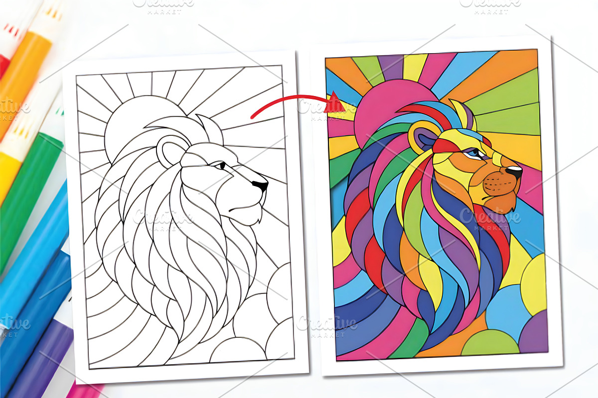 Stained Glass Coloring Pages, a Decorative Illustration by Ink Gallery (Photo 2 of 5)
