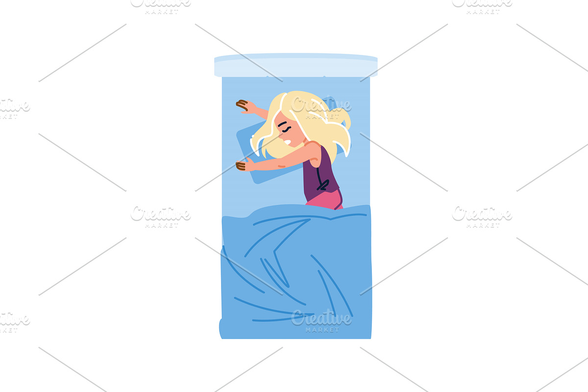 Blond girl sleeping peacefully in, an Object Illustration by pikepicture