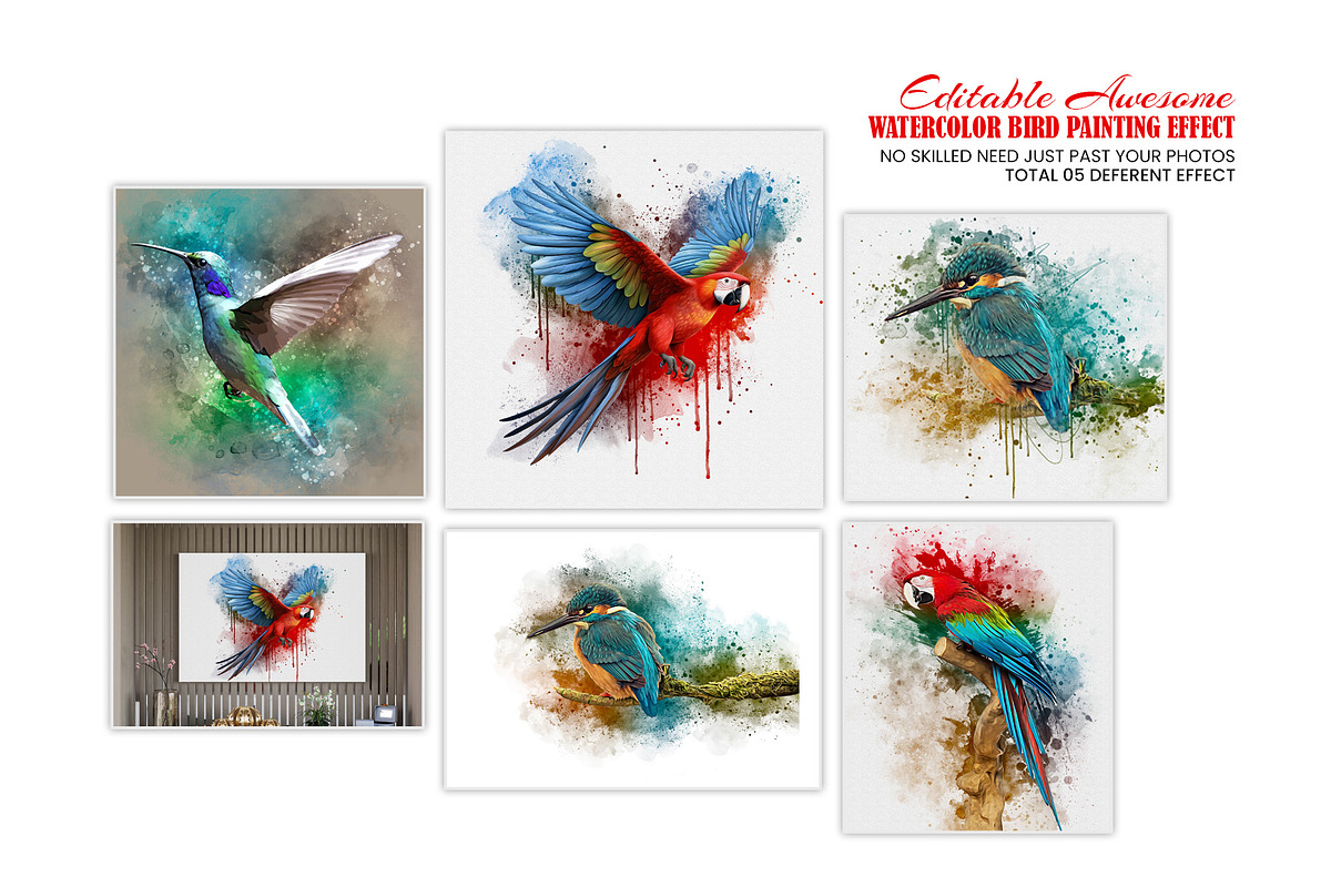 Watercolor Bird Painting Effect, an Action Add-On by Photoshop Action (Photo 1 of 21)