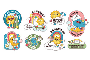 Cartoon retro characters stickers, an Illustration by YummyBuum