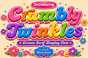 Crumbly Twinkles - Groovy Playful, a Script Font by Black Junst (Thumbnail 1 of 10)