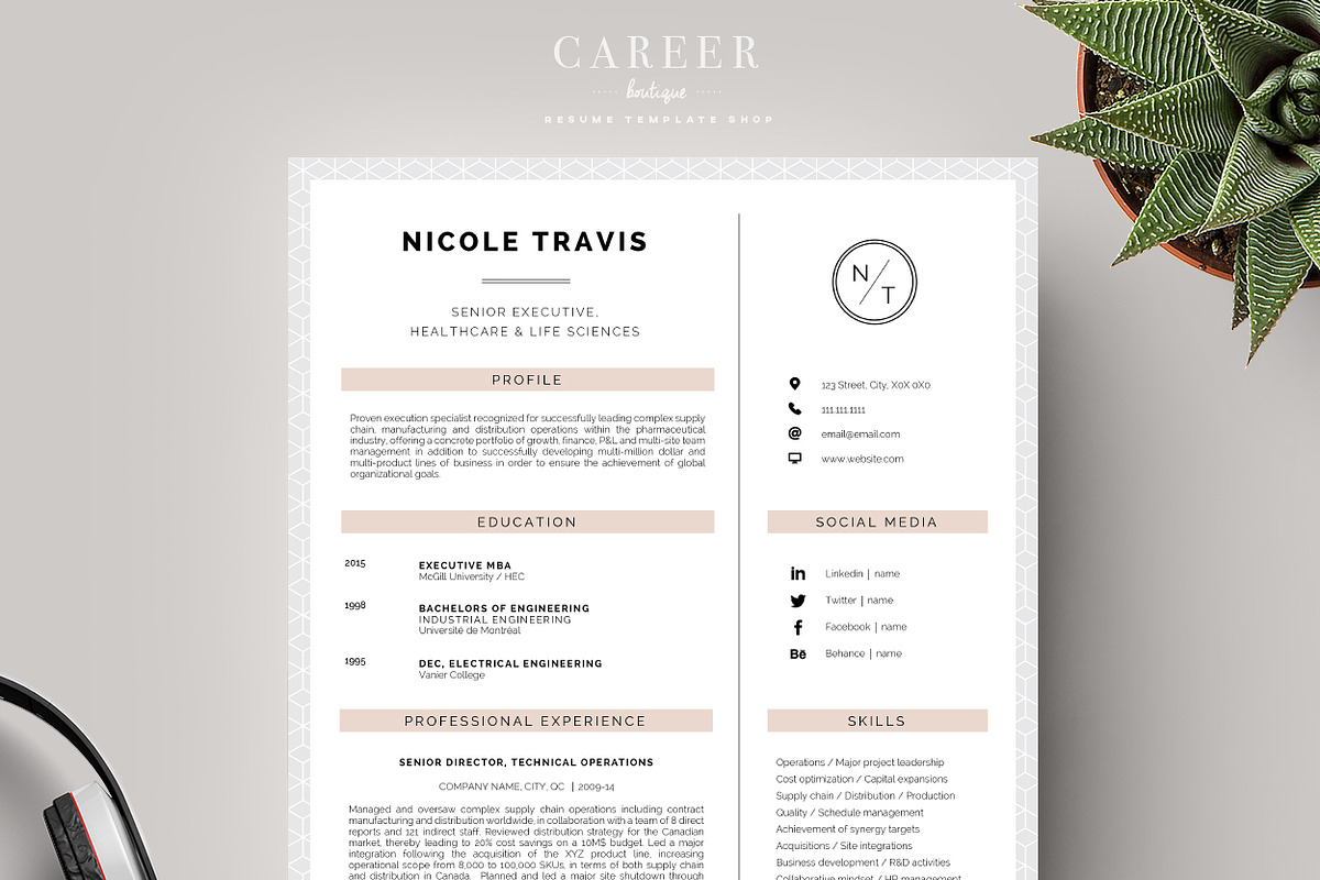 Modern Resume & CoverLetter Template, a Resume Template by careerboutique (Photo 1 of 6)