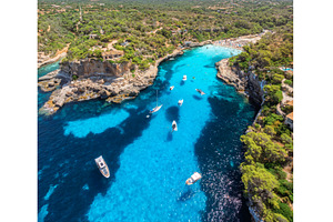 Aerial view of boats and yachts in