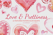 22 Watercolor Textured Hearts, a Texture Graphic by Graphic Goods Co (Thumbnail 1 of 4)