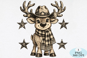 Vintage Reindeer Christmas PNG