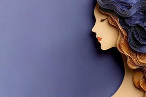 Serene side profile illustration of a woman with flowing layered, a Photo by José Manuel Gelpi