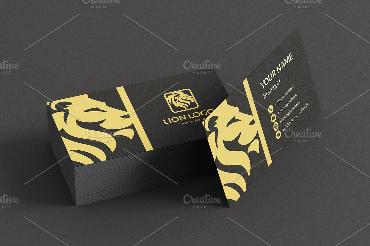 Lion Business Card Design Vector, a Business Card Template by Walldecorated (Photo 2 of 5)