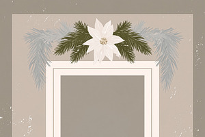 White poinsettia flowers and green festive pine branches decorat, an Illustration by Studio ANNA