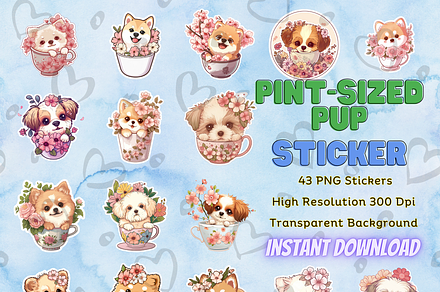 Dog in Small Cup Stickers