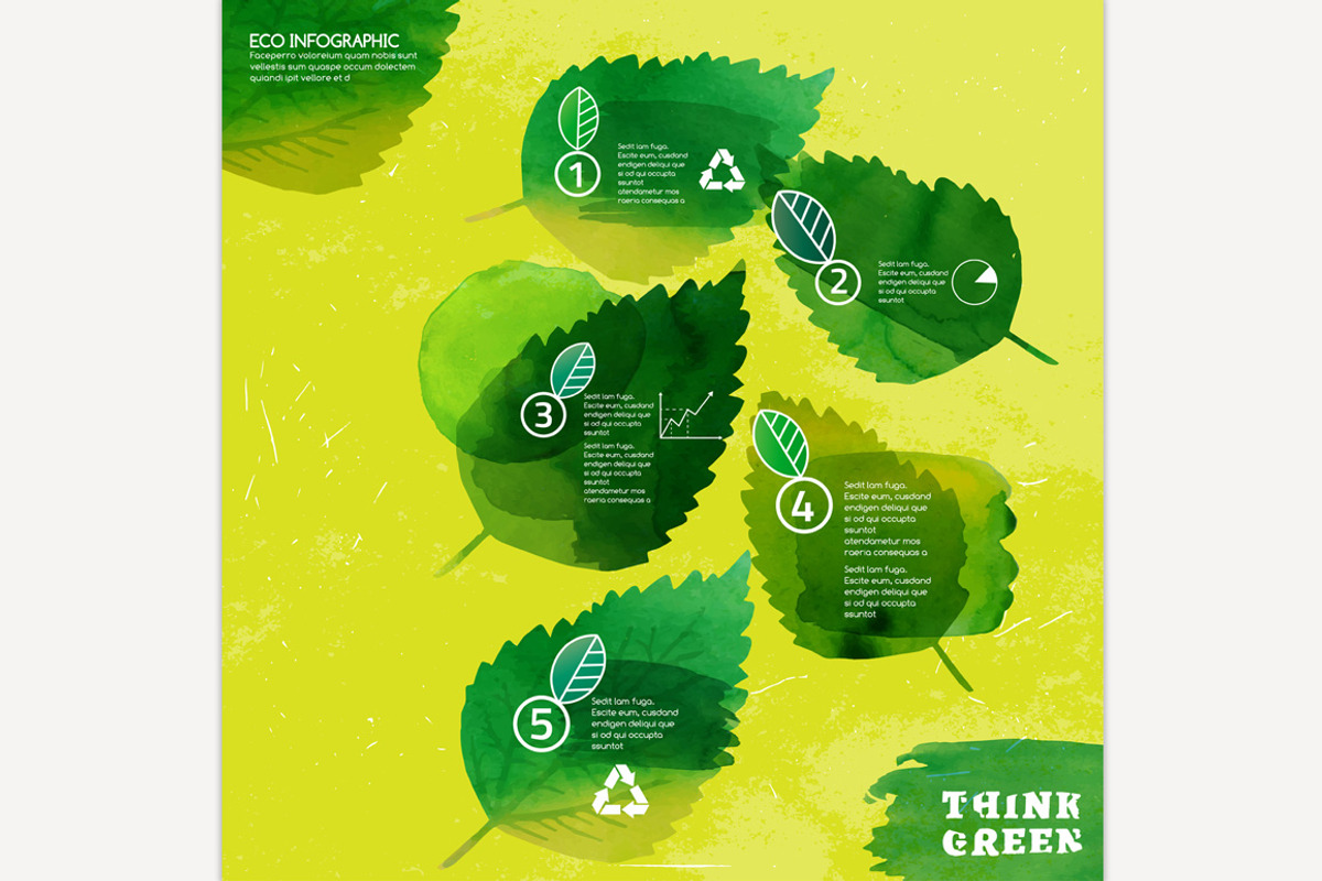 Watercolour Leaves Infographic, a Healthcare Illustration by Anna's Shop