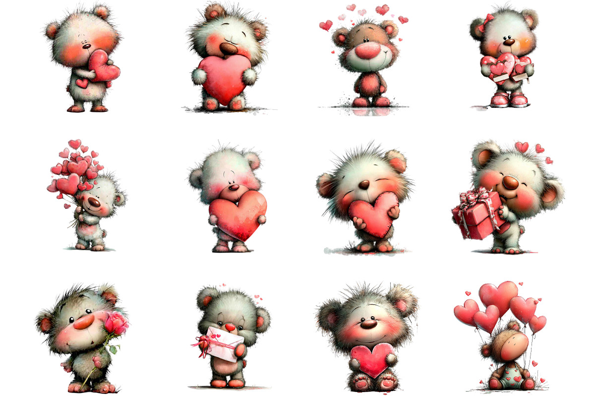 Valentine Teddy Bear Clipart, an Illustration by Designking (Photo 2 of 5)