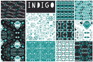 Indigo Seamless Vector Patterns x 10, a Pattern Graphic by illuztrate