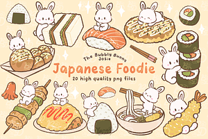 Japanese Foodie Bunny Clipart Set, an Animal Illustration by Blumensdiary