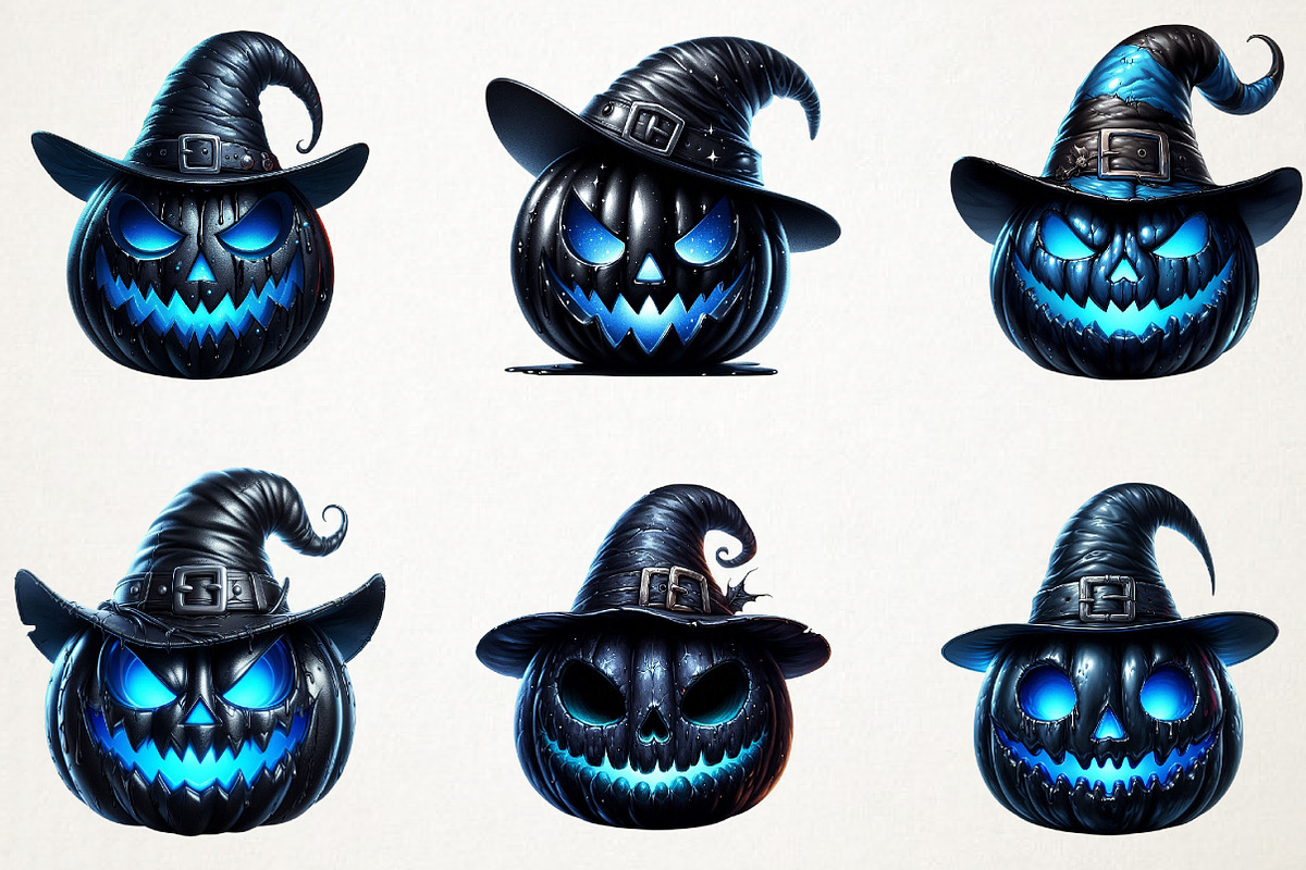 Creepy Black Halloween Pumpkin PNG, an Illustration by RobertsArt (Photo 7 of 7)