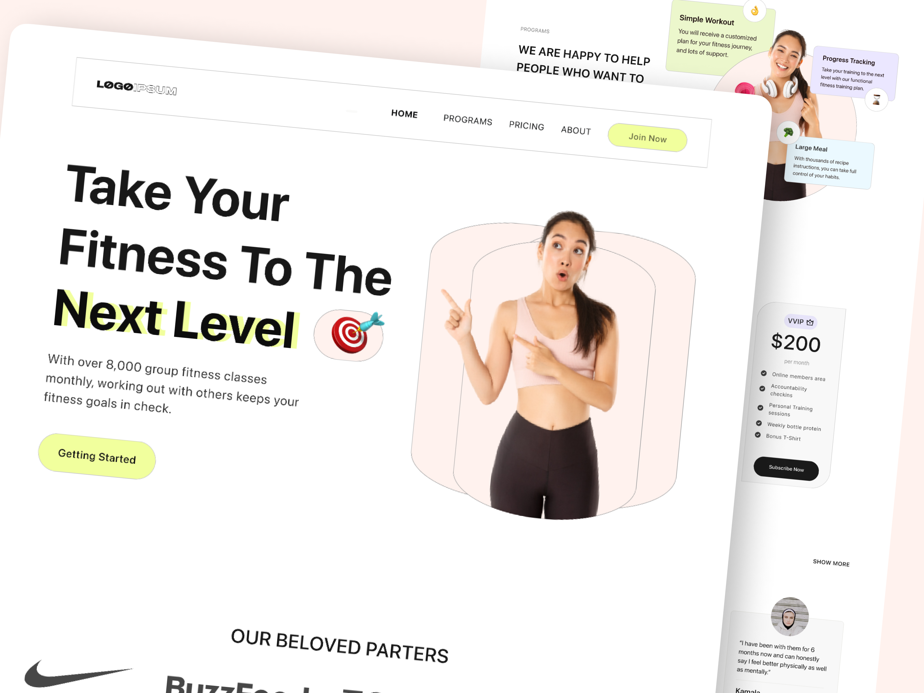 Workout & Fitness landing page