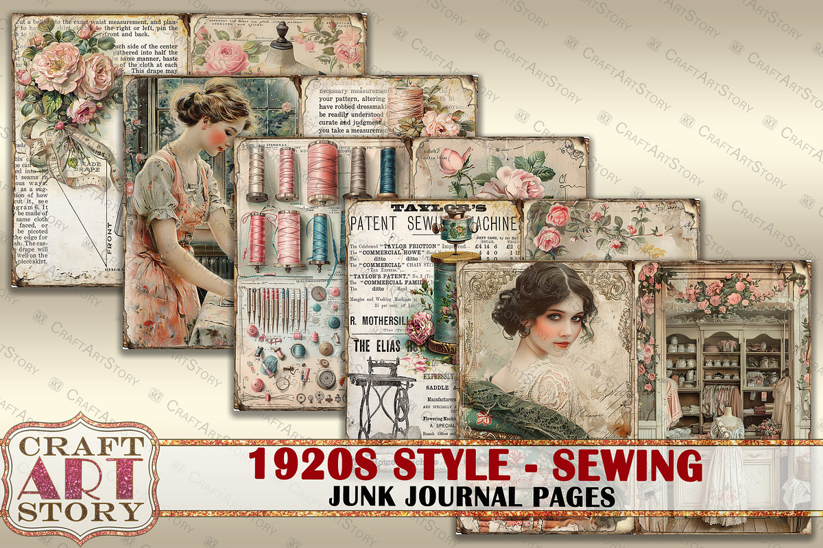 Fashion Junk Journal 1920s sewing, an Object Illustration by CraftArtStory (Photo 2 of 6)