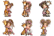Whimsical Girl Hugging Giraffe PNG, an Illustration by CraftArtStudio (Thumbnail 5 of 6)