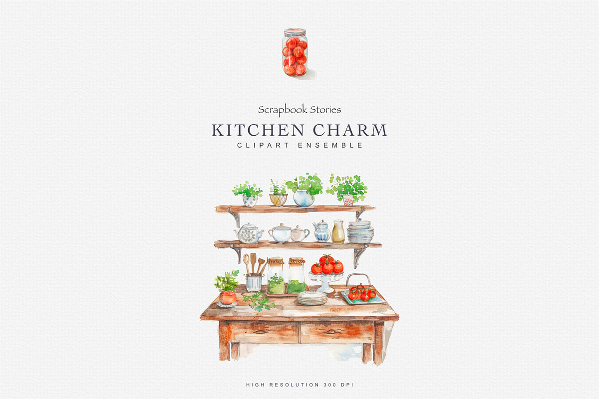 watercolor cozy kitchenware clipart, a Decorative Illustration by Patishop Art (Photo 5 of 9)
