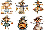 Halloween Scarecrow Girl Clipart, an Illustration by CraftArtStudio (Thumbnail 3 of 6)