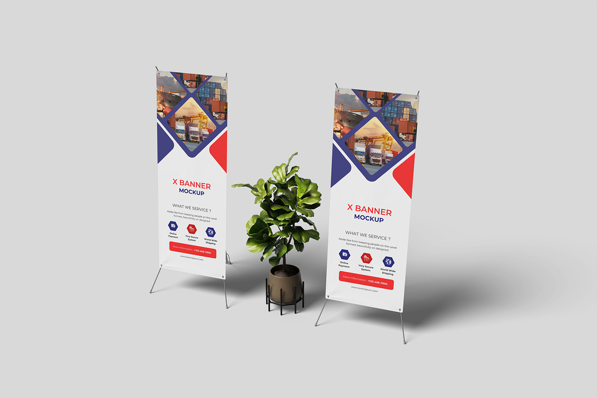 X Banner Mockup, an Advertising Mockup by Hazzpro_Std (Photo 2 of 5)