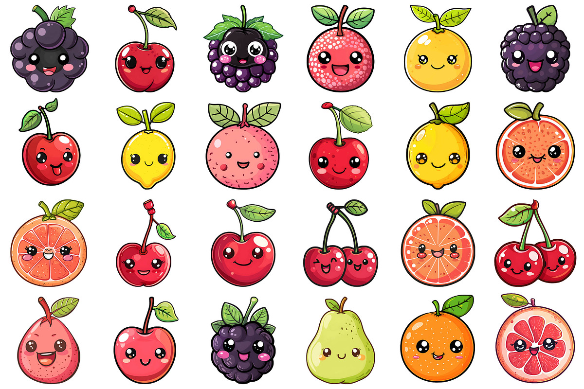kawaii Fruits Clipart, an Illustration by Forhadx5 (Photo 4 of 10)