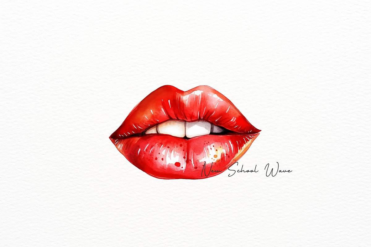 Beautiful Watercolor Red Lips, an Object Illustration by New-School-Wave (Photo 4 of 5)