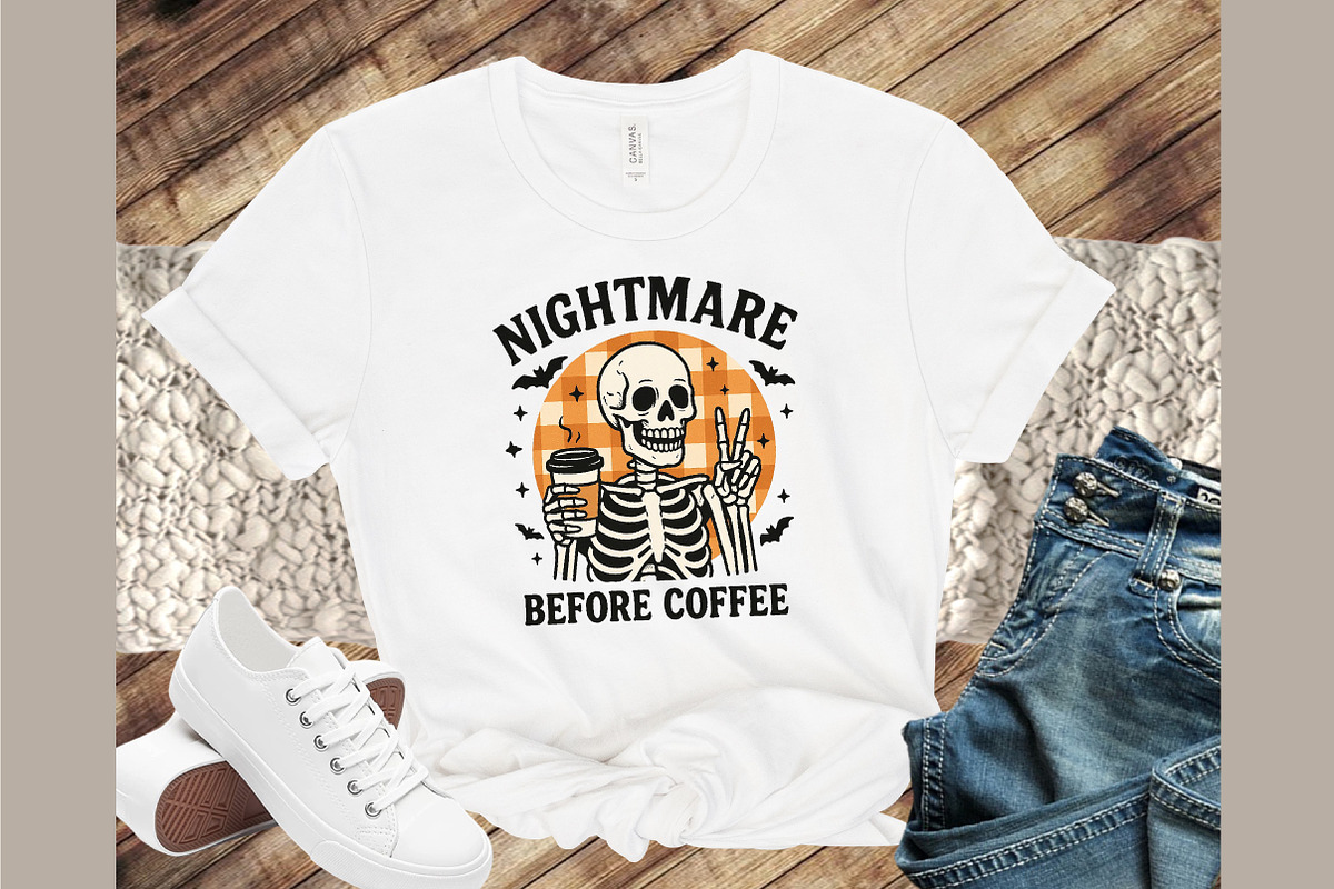 Skeleton Retro Halloween Coffee Fall, an Illustration by Sublimation Artist (Photo 4 of 9)