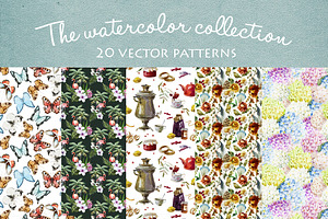 20 Watercolor Vector Patterns