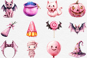 Pink Glitter Halloween Clipart, an Illustration by Black Bird Studio (Thumbnail 3 of 6)