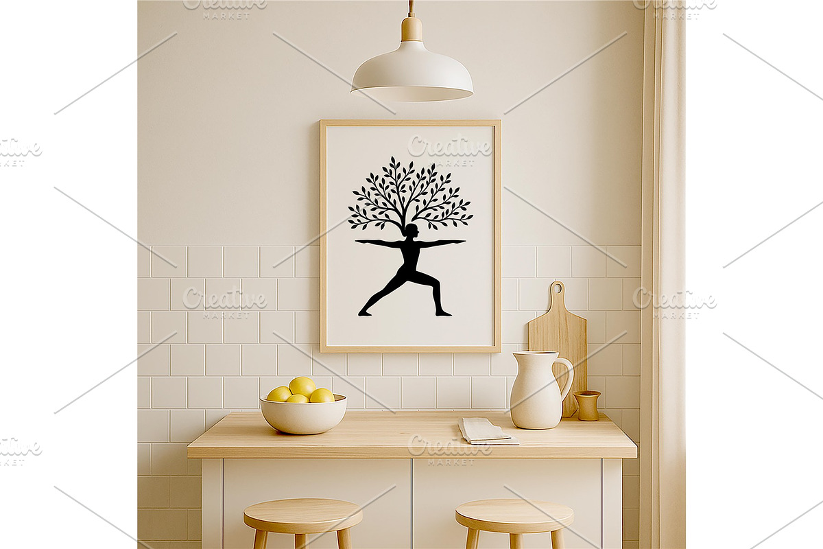 Yoga Tree Silhouette Warrior Pose, a Background Graphic by LaseredNinja (Photo 5 of 7)