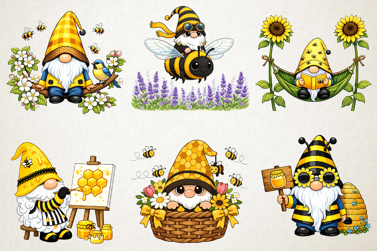 Cute Bee Gnome Sublimation Clipart, an Illustration by RobertsArt (Photo 5 of 5)