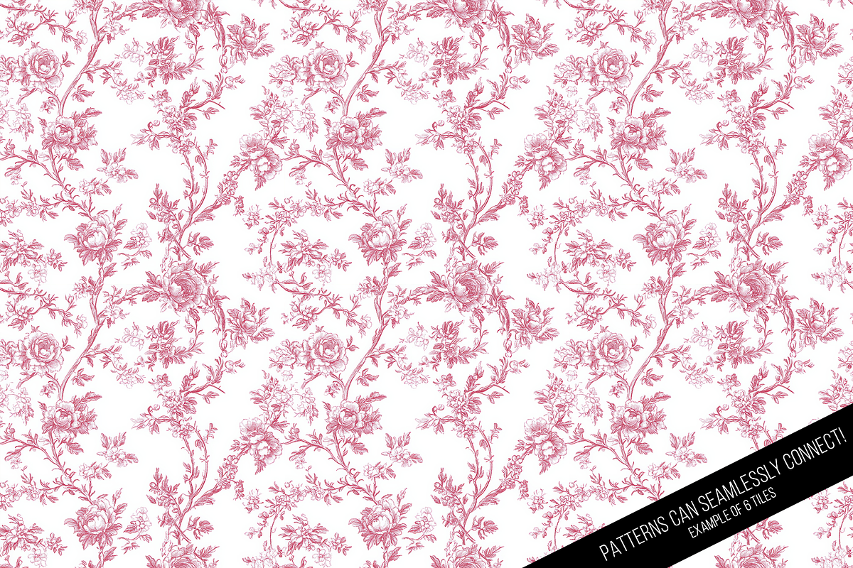 Floral Toile de Jouy Digital Paper, a Pattern Graphic by Chromolume Studio (Photo 11 of 15)