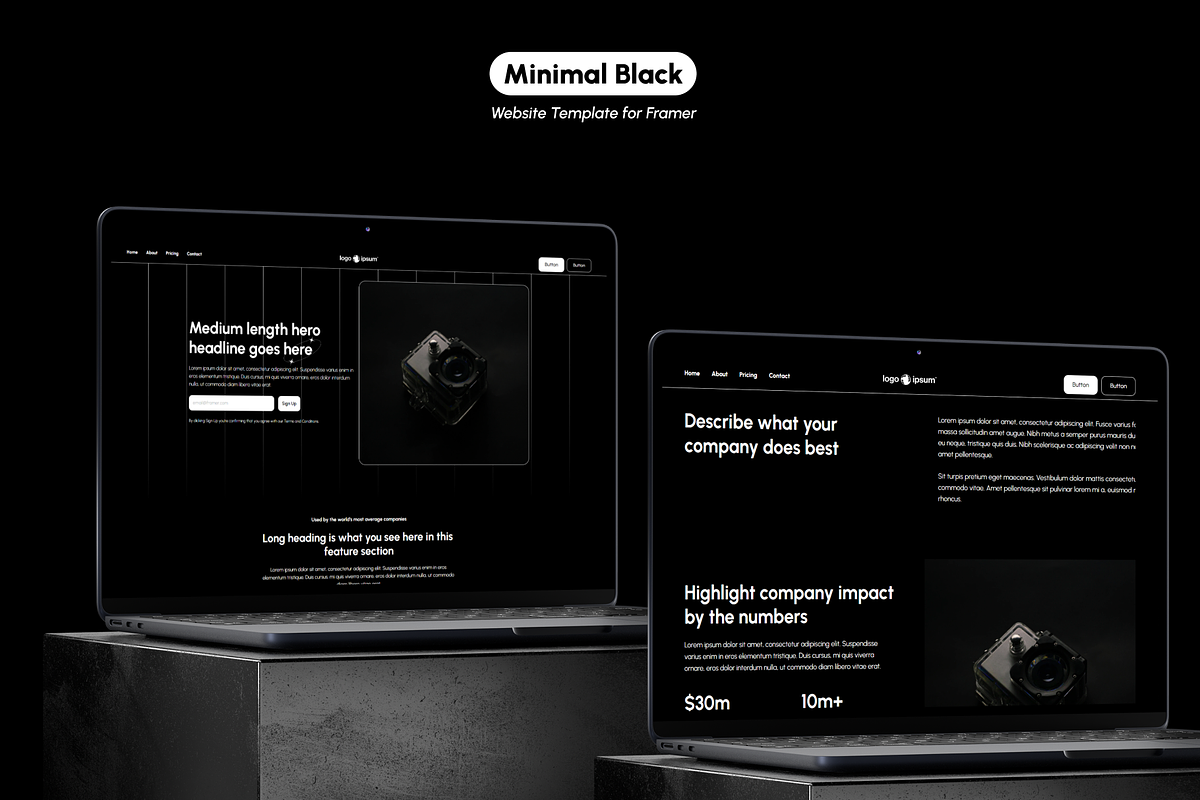 Minimal Black | Framer Template, a Landing Page Template by bonjourdsgnco (Photo 2 of 5)