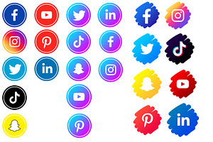 24 Modern social icons set