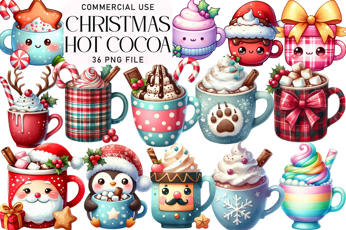 Cute Christmas Hot Cocoa Cup Clipart, an Illustration by Daily.Designs (Photo 1 of 5)